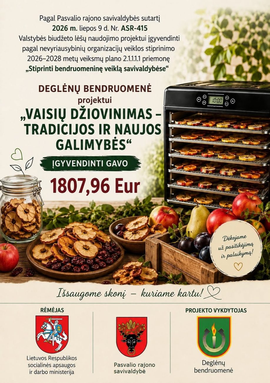 Projekto „Vaisių džiovinimas - tradicijos ir naujos galimybės“ plakatas